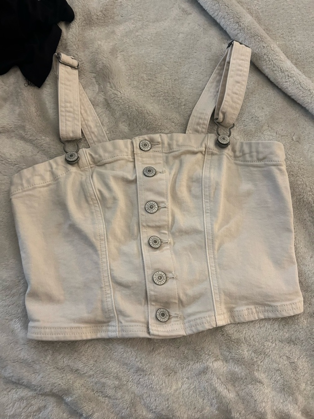 American Eagle Outfitters Beige Smocked Crop Top